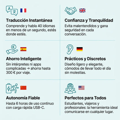 Auriculares Traductores Instantáneos™ – 40 idiomas